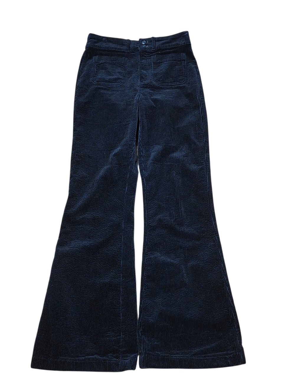 Faherty Classic Patch Pocket Flare Leg Black Corduroy Trouser Pants Size 26 EUC